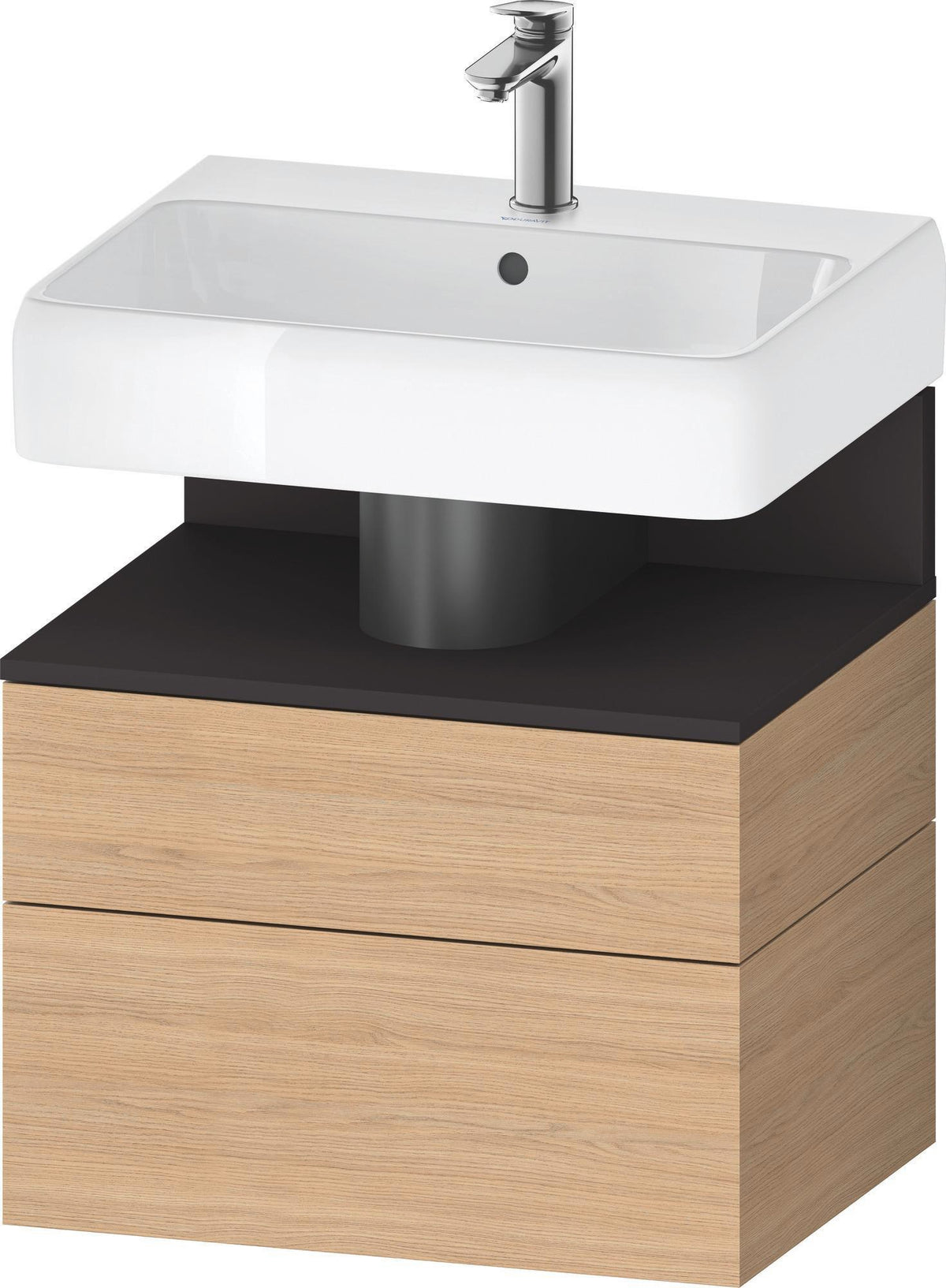DURAVIT Qatego Waschtischunterbau 590 mm wandhängend, 1 Auszug, weiß Hochglanz, Nische Eiche Schwarz