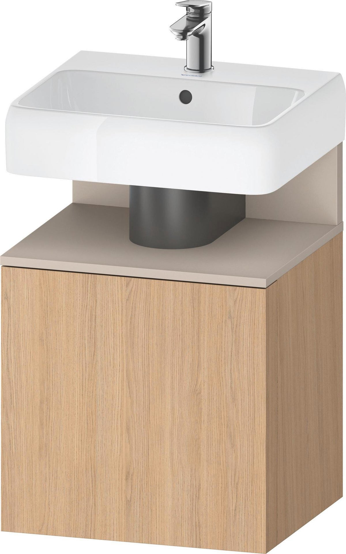 DURAVIT Qatego Waschtischunterbau 490 mm wandhängend, 1 Tür links, Weiß Matt mit Eiche Schwarz Nische