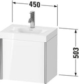 DURAVIT XViu Waschtischunterbauset 460 mm, champagner matt/weiß matt, 1 Tür, wandhängend