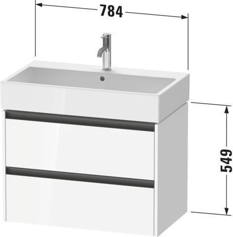 Duravit Ketho.2 Waschtischunterbau 784 mm wandhängend betongrau matt mit 2 Schubkästen