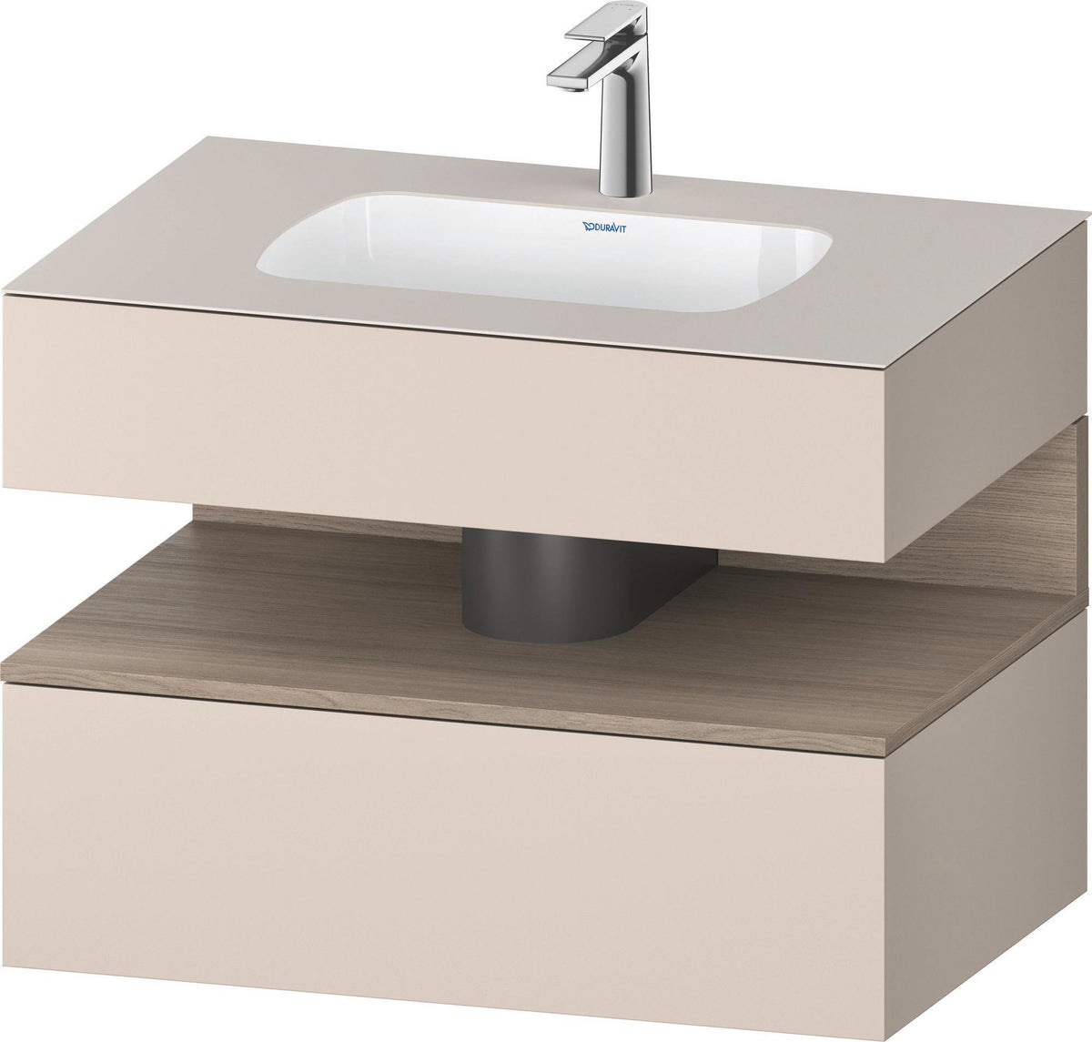 DURAVIT Qatego Einbauwaschtisch mit Konsolenwaschtischunterbau Eiche Terra & Weiß Matt 800 mm