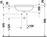 DURAVIT Halbeinbauwaschtisch Starck 3 550 mm mit Hahnlochbank, Überlauf & 1 Hahnloch in Weiß