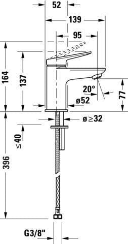 Duravit Wave Einhebel-Waschtischmischer mit Zugstange – Chrom, MinusFlow, 95 mm Auslauf