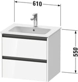 DURAVIT Ketho.2 Waschtischunterbau 610 mm betongrau matt mit 2 Schubkästen und Soft-Close