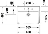 Duravit No.1 Möbelwaschtisch 550 mm weiß mit Überlauf und Hahnlochbank