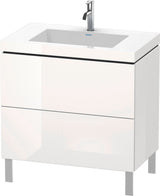 Duravit L-Cube c-bonded Waschtischset 800 mm mit Vero Air Waschtisch, 2 Auszüge, Schwarz Hochglanz