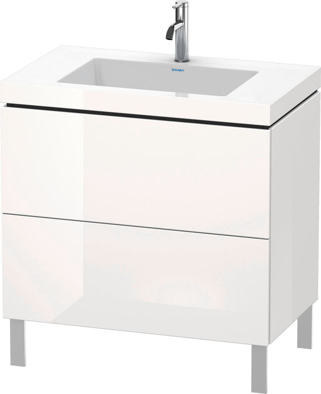 Duravit L-Cube c-bonded Waschtischset 800 mm Eiche Marmoriert mit 2 Auszügen und Tip-on Technik