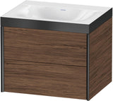Duravit XViu Waschtischunterbau 600 mm mit 2 Schubkästen, schwarz matt/Nussbaum, wandhängend