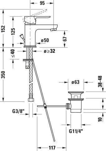 DURAVIT A.1 Einhebel-Waschtischmischer mit Zugstange, Chrom – 95 mm Ausladung, Keramikmischsystem