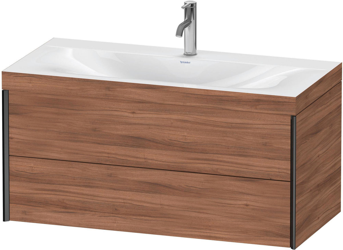 DURAVIT XViu Waschtischunterbauset c-bonded 1000 mm, 2 Schubkästen, Nussbaum/Schwarz matt