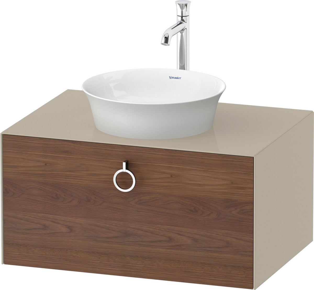 DURAVIT White Tulip Waschtischunterbau 800 mm wandhängend, 1 Auszug, Nussbaum/Taupe Hochglanz