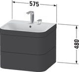Duravit Waschtischset Happy D.2 Plus 575x490mm mit 2 Schubkästen in Taupe Supermatt
