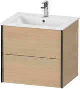 DURAVIT XViu Waschtischunterbau wandhängend 610 mm, 2 Schubkästen, weiß matt – ohne Griff, mit Tip-On-Technik
