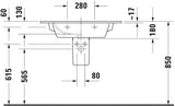 Duravit Möbelwaschtisch ME by Starck 830 mm mit Überlauf und Hahnlochbank, weiß, Durashield