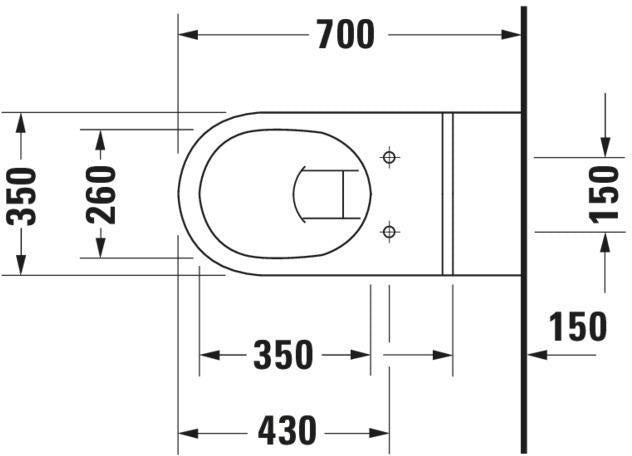 DURAVIT Architec Wand-WC 700 mm Tiefspüler barrierefrei mit HygieneGlaze weiß
