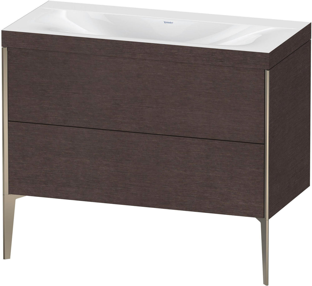 Duravit XViu Waschtischunterbauset c-bonded 1000 mm, 2 Auszüge, Champagner Matt / Mediterrane Eiche