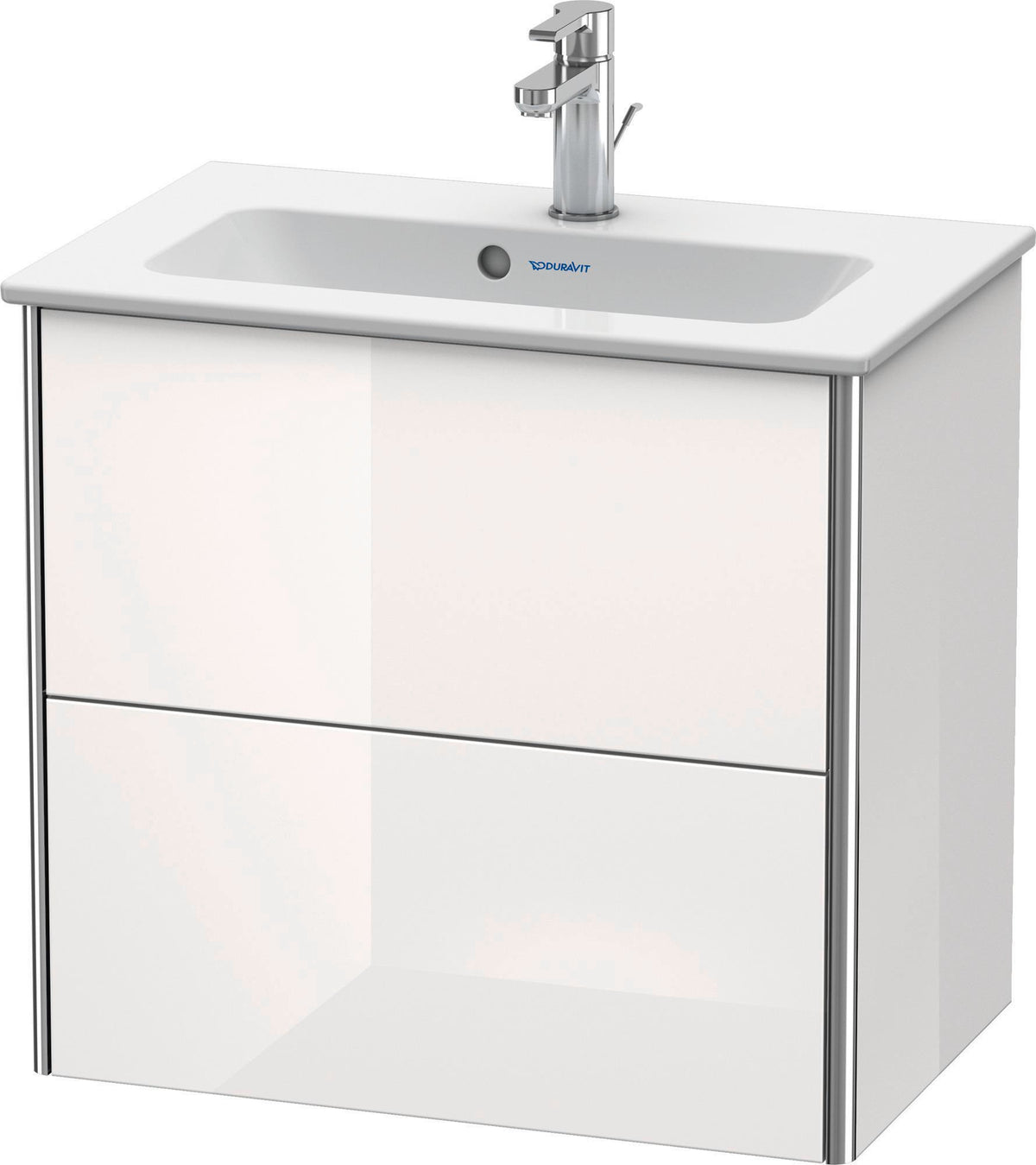 DURAVIT XSquare Waschtischunterbau 610 mm schwarz Hochglanz mit 2 Schubkästen und Tip-On-Technik
