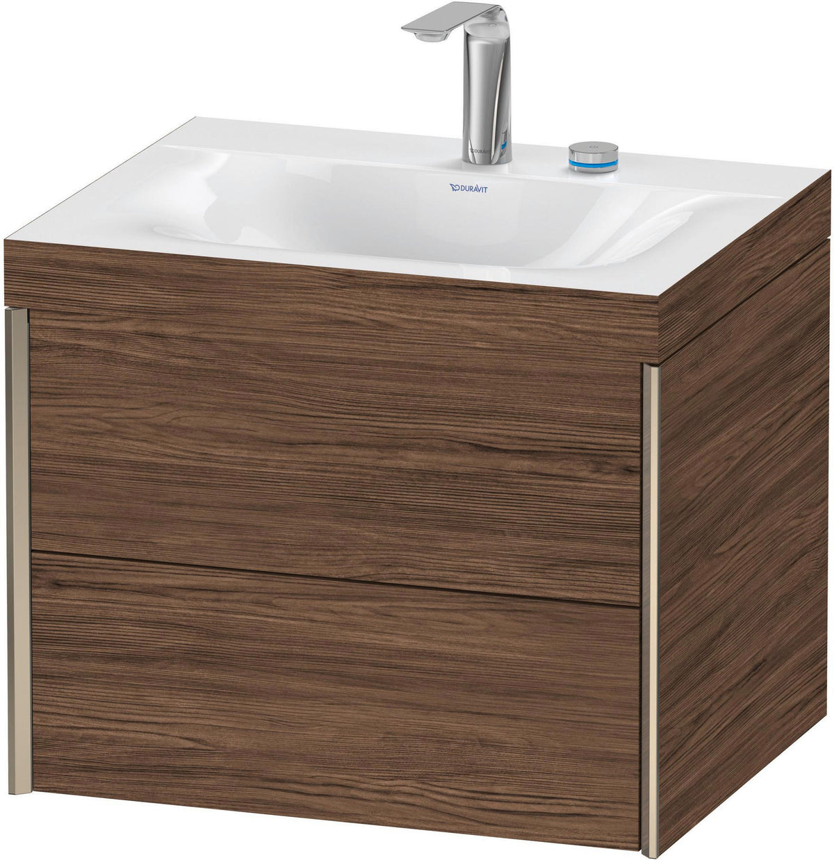 DURAVIT XViu Waschtischunterbauset c-bonded, 2 Schubkästen, champagner matt / amerikanischer Nussbaum, 503x600x480 mm