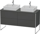 DURAVIT XSquare Waschtischunterbau 1400 mm betongrau matt mit 4 Schubkästen und Tip-On-Technik
