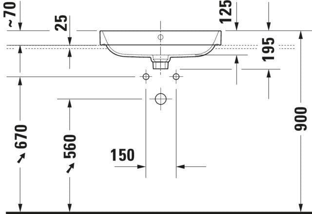 DURAVIT Aufsatzbecken Happy D.2 Plus 600 mm Weiß mit Überlauf und Hahnlochbank