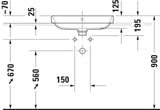 DURAVIT Aufsatzbecken Happy D.2 Plus 600 mm Weiß mit Überlauf und Hahnlochbank