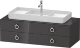 Duravit White Tulip Waschtischunterbau 1300 mm Nussbaum mitte, weiß seidenmatt, LED