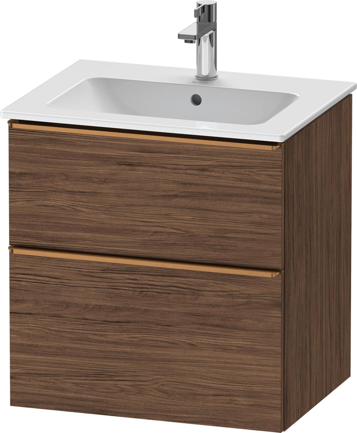 DURAVIT D-Neo Waschtischunterbau 610 mm Eiche Schwarz mit Bronze Griff – wandhängend