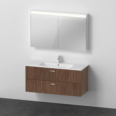 DURAVIT XBase Möbel-Set 1300 mm Nussbaum Dunkel mit Waschtisch, Unterbau und Spiegelschrank