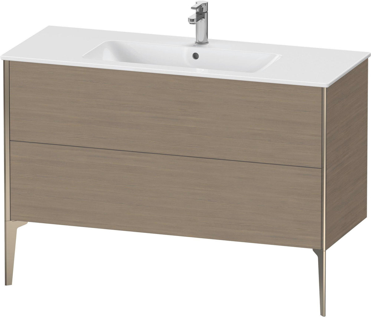 DURAVIT XViu Waschtischunterbau bodenstehend 1210 mm, 2 Auszüge, champagner matt/weiß matt