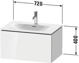 Duravit L-Cube Waschtischunterbau wandhängend 720 mm weiß matt mit 1 Auszug und Tip-On-Technik