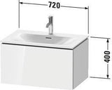 Duravit L-Cube Waschtischunterbau wandhängend 720 mm weiß matt mit 1 Auszug und Tip-On-Technik