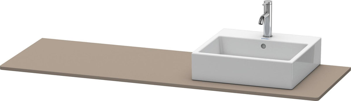 Duravit Konsole XSquare 1600 mm Flannel Grey Hochglanz, 1 Ausschnitt links – Designer-Waschtischplatte von Kurt Merki jr.