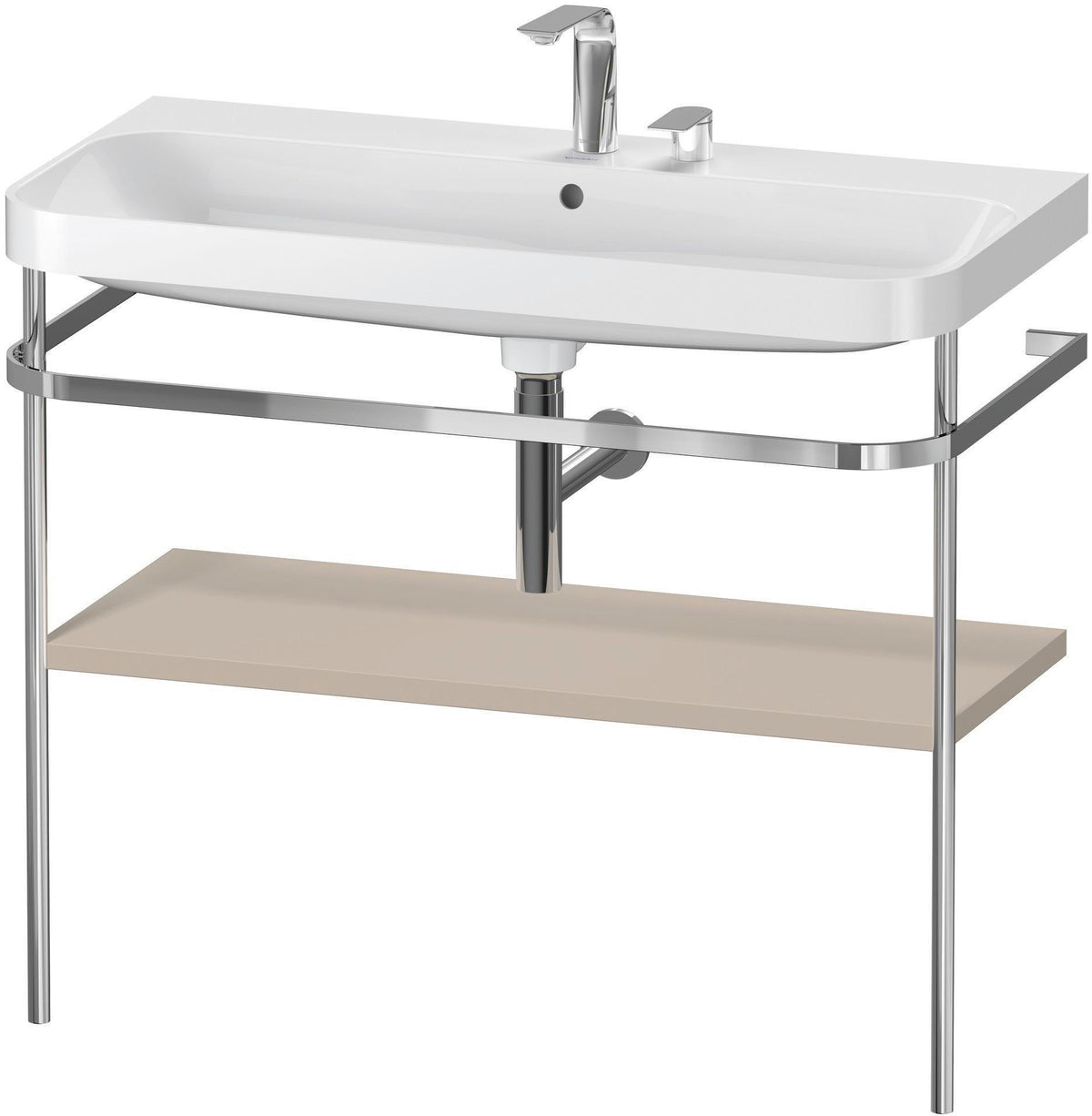 Duravit Happy D.2 c-shaped Waschtischset mit Metallkonsole, 975 mm, Taupe
