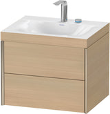 DURAVIT XViu Waschtischunterbau 600 mm, 2 Schubkästen, Champagner Matt/Eiche Dunkel