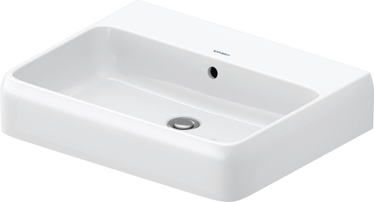 DURAVIT Qatego Waschtisch 600 mm mit Hahnlochbank und Überlauf in Weiß mit HygieneGlaze