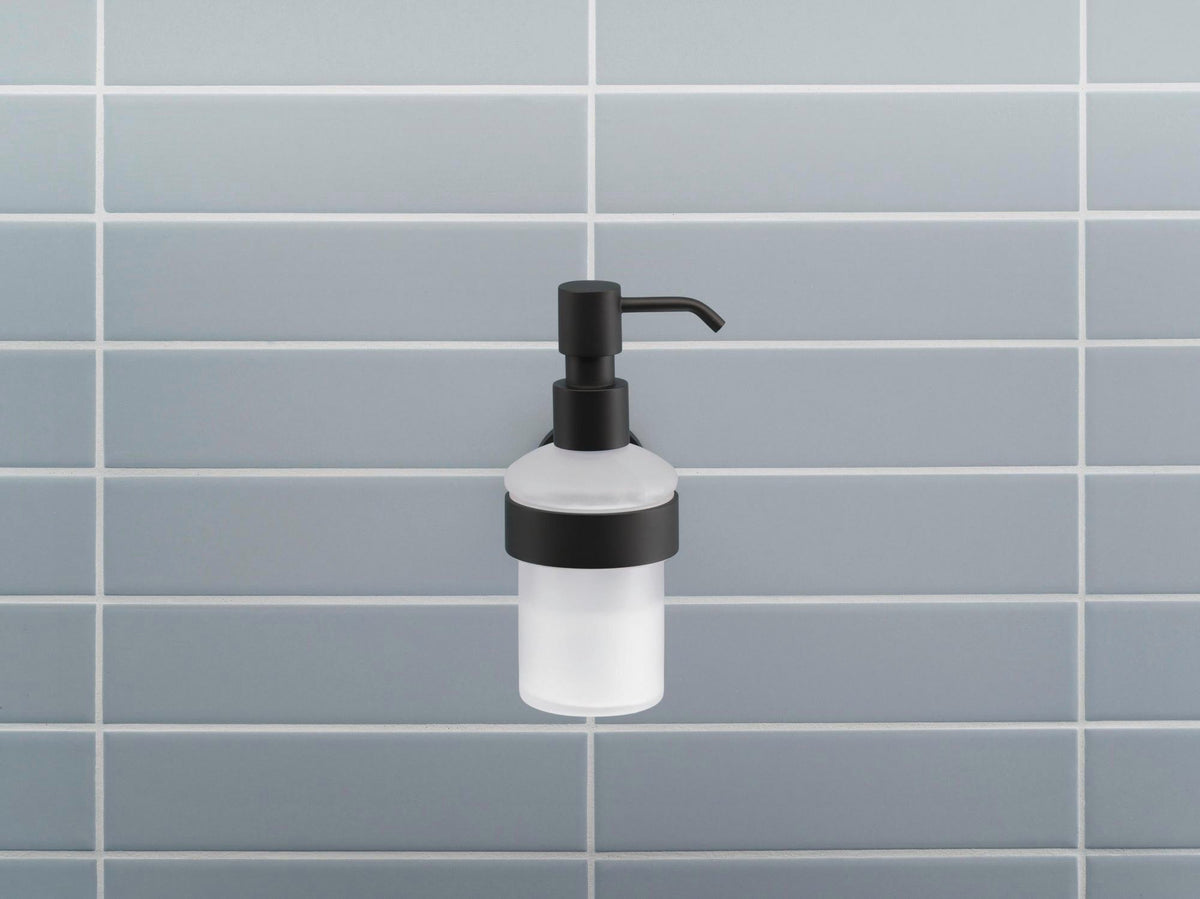 DURAVIT D-Code Seifenspender mit Glasflakon und verchromtem Messinghalter für Wandmontage