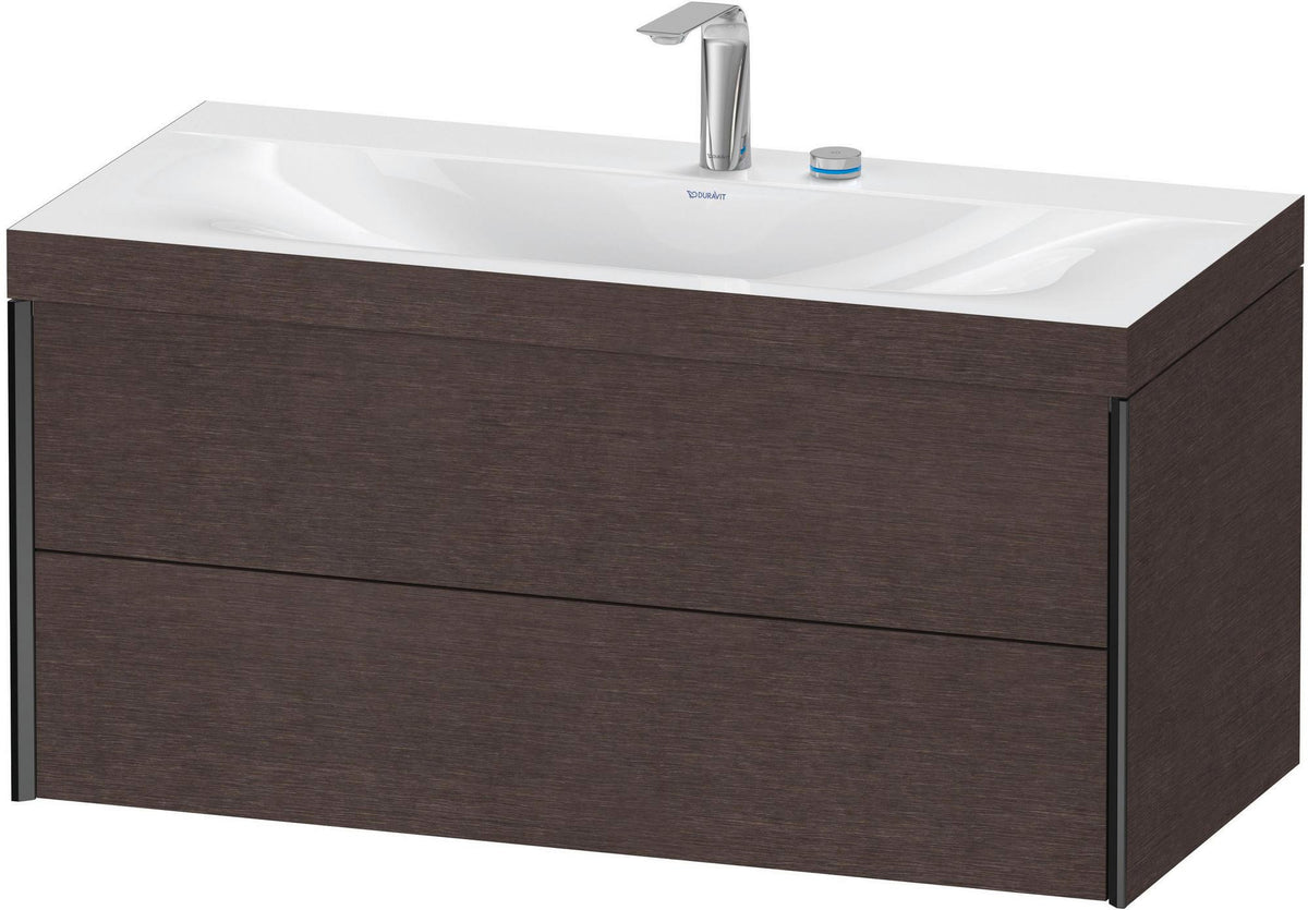 DURAVIT XViu Waschtischunterbauset c-bonded, 1000 mm, 2 Schubkästen, Schwarz Matt / Mediterrane Eiche