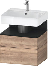 DURAVIT Qatego Waschtischunterbau 590 mm wandhängend, 1 Auszug, weiß Hochglanz, Nische Eiche Schwarz