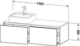 Duravit XSquare Waschtischunterbau 1400 mm wandhängend mit Becken links in s-matt