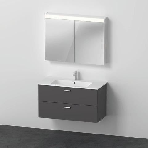 Duravit XBase Möbel-Set 1030 mm weiß glänzend mit Waschtisch, Unterbau und Spiegelschrank