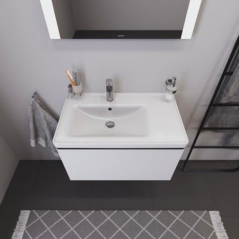 Duravit D-Neo Waschtisch 800 mm weiß mit Überlauf, Hahnlochbank und Becken links