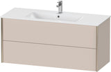 Duravit XViu Waschtischunterbau wandhängend 1210 mm, 2 Schubkästen, champagner matt/weiß matt