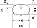 Duravit Einbauwaschtisch D-Code 495 mm, Unterbau, mit Überlauf, ohne Hahnloch, weiß