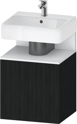 DURAVIT Qatego Waschtischunterbau 490 mm wandhängend, 1 Tür links, Weiß Matt mit Eiche Schwarz Nische