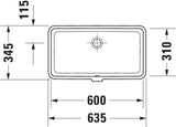 DURAVIT Vero Air Einbauwaschtisch 600 mm, ohne Hahnloch, mit Überlauf, weiß