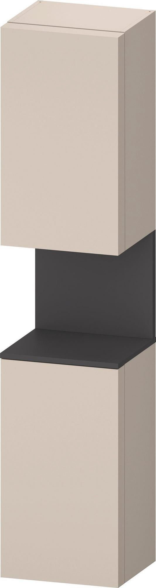DURAVIT Qatego Hochschrank 400 mm Eiche Schwarz Matt – 2 Türen, Soft-Close, Tip-on