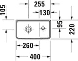 DURAVIT D-Neo Handwaschbecken 400 mm Weiß mit WonderGliss – Wandhängend, 1 Hahnloch