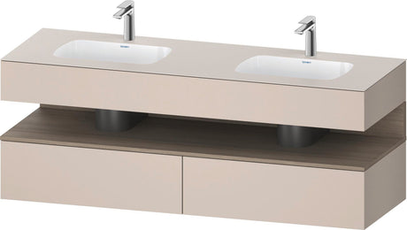 DURAVIT Qatego Einbauwaschtisch mit Konsolenwaschtischunterbau Basalt & Eiche Terra Matt 1600x550x600 mm