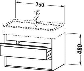 Duravit Ketho Waschtischunterbau wandhängend 750 mm, 2 Schubkästen, weiß matt