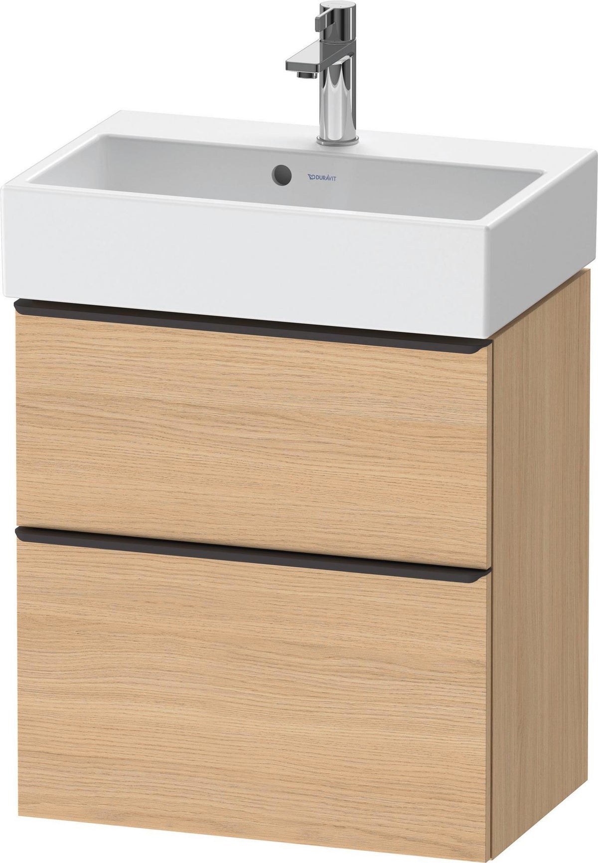 DURAVIT D-Neo Waschtischunterbau wandhängend Eiche Schwarz 584 mm mit Auszug und Schubkasten
